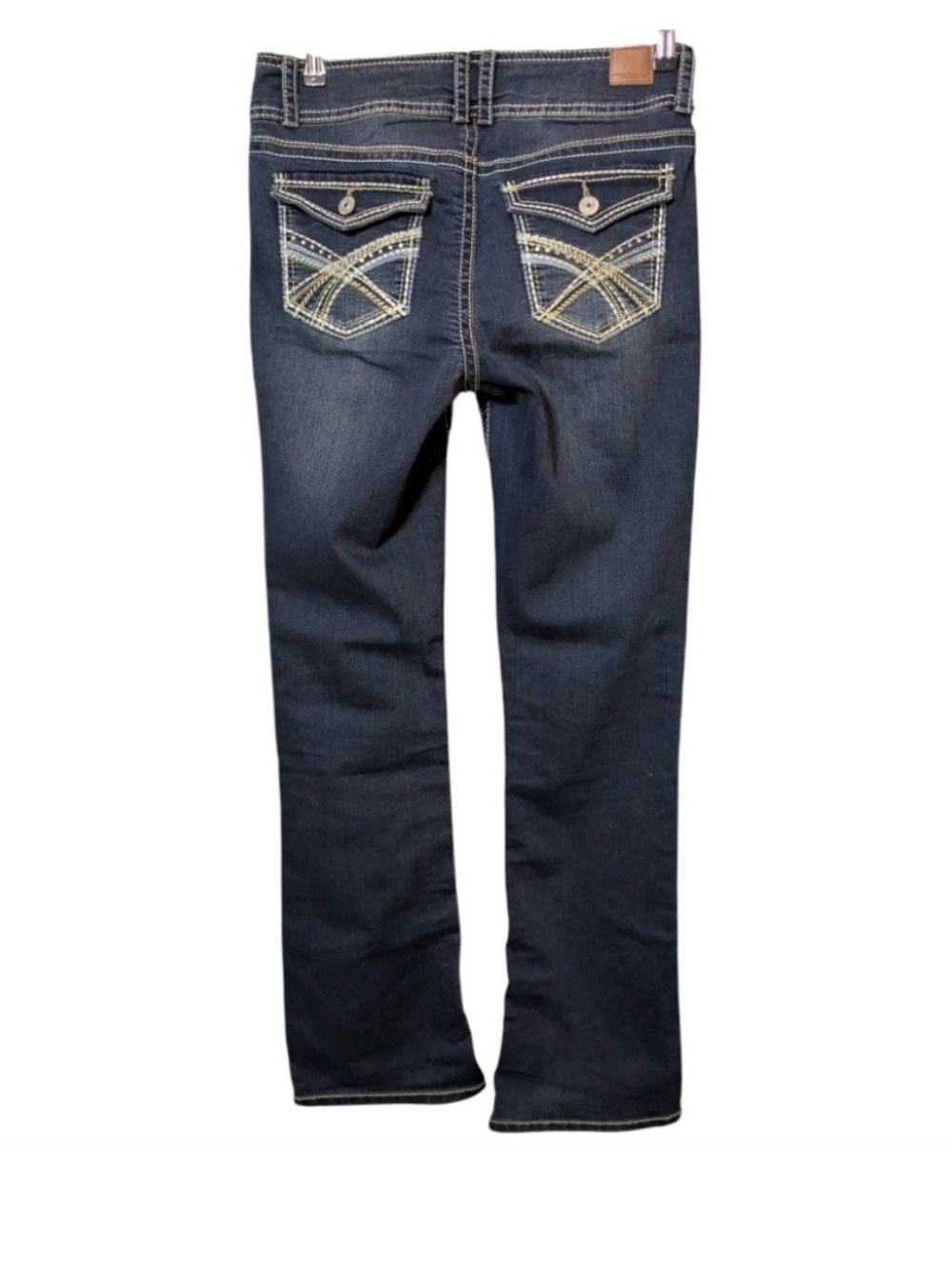 Wallflower Dark Blue Flare Jeans with Contrast Stitching - Picture 2 of 5